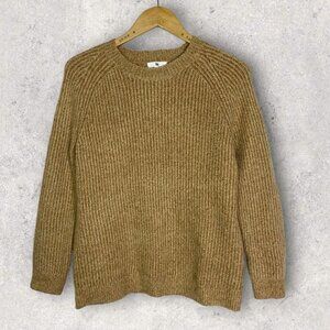 NEW Nordstrom Chunky Knit Tan Sweater Crew Neck Size XS Minimalist Oversized Top